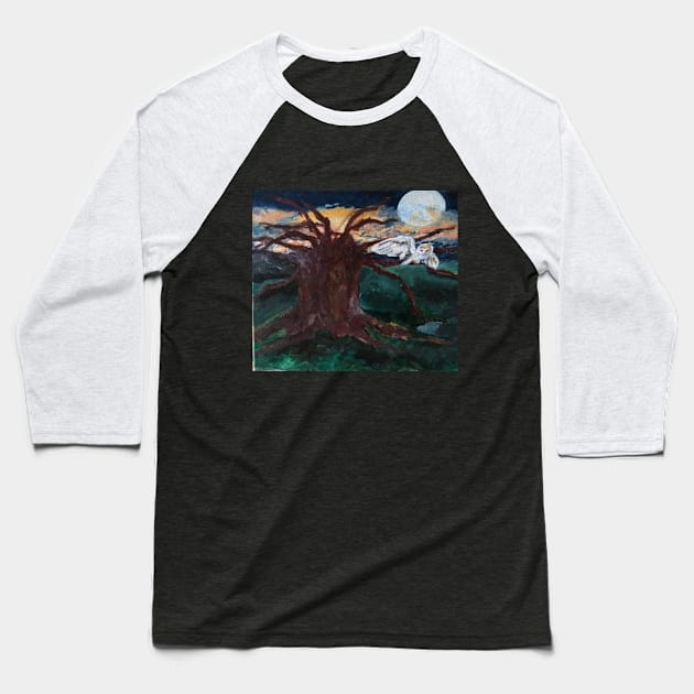 Under the Blue Moon Fantasy Painting Baseball T-Shirt by Hannah Quintero Art 